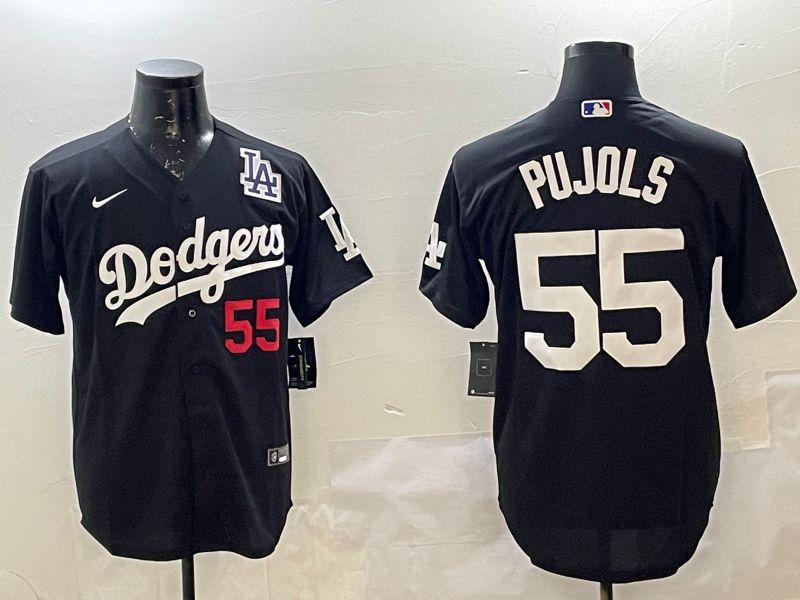 Men Los Angeles Dodgers #55 Pujols Black Game 2025 Nike MLB Jersey style 2264